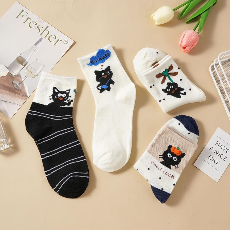 3D Cartoon Cute Comfortable Breathable Antibacterial and Deodorizing Socks for Women Featuring Horses Bears Dogs Cats and Pandas