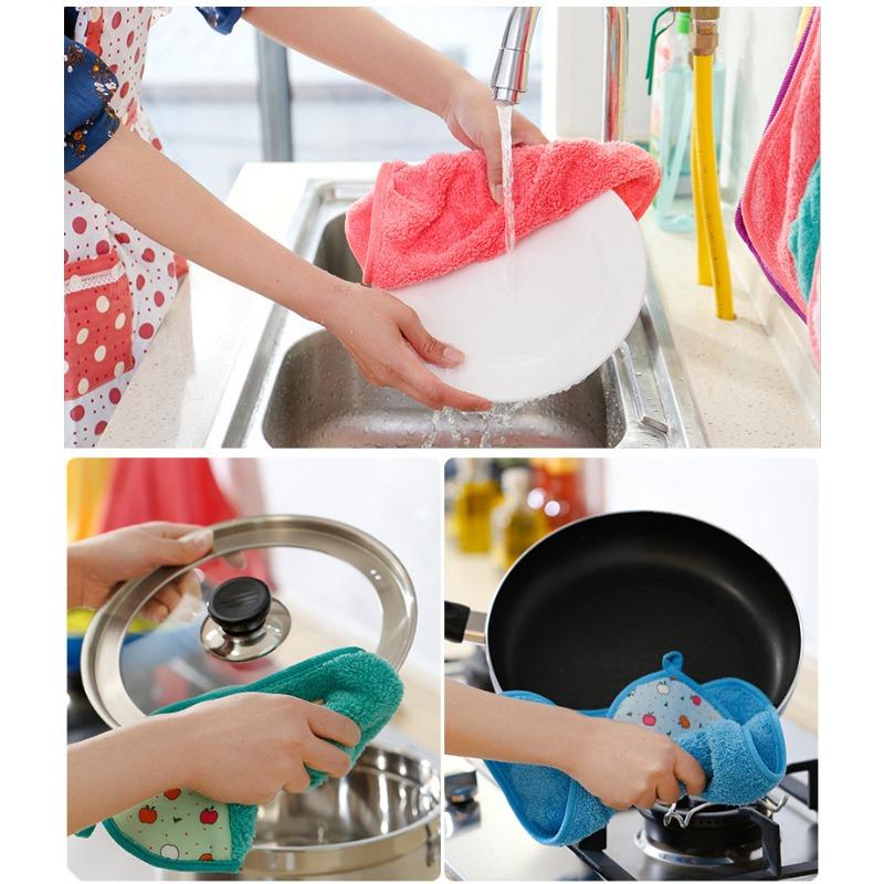 1Pcs Kitchen And Bathroom Hook Up Hand Towel, Ultra-Fine Fiber Strong Absorbent Hanging Towel, Durable And Non Shedding Cleaning Towel