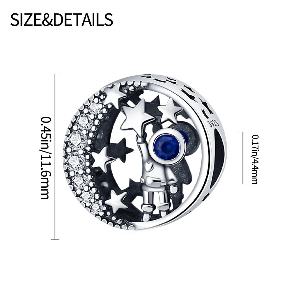 Original Charms Copper Plated Starry Sky Blue Zircon Beads Fit Bracelet Women Jewelry Making Diy Gift