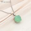 Fashion Classic Round White Green Opal Drop Earrings Jewelry Sets For Women Girl Wedding Party Elegant Pendant Necklace