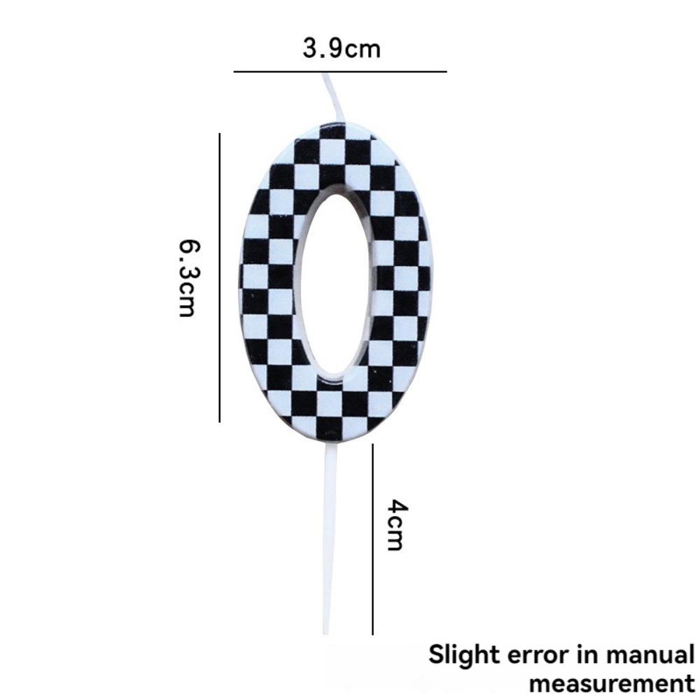 1/6/12/13 Pcs Racing Cars Themed Birthday Candles Black and White Race Number Checkered Candle Cake Topper for Racing Car Party