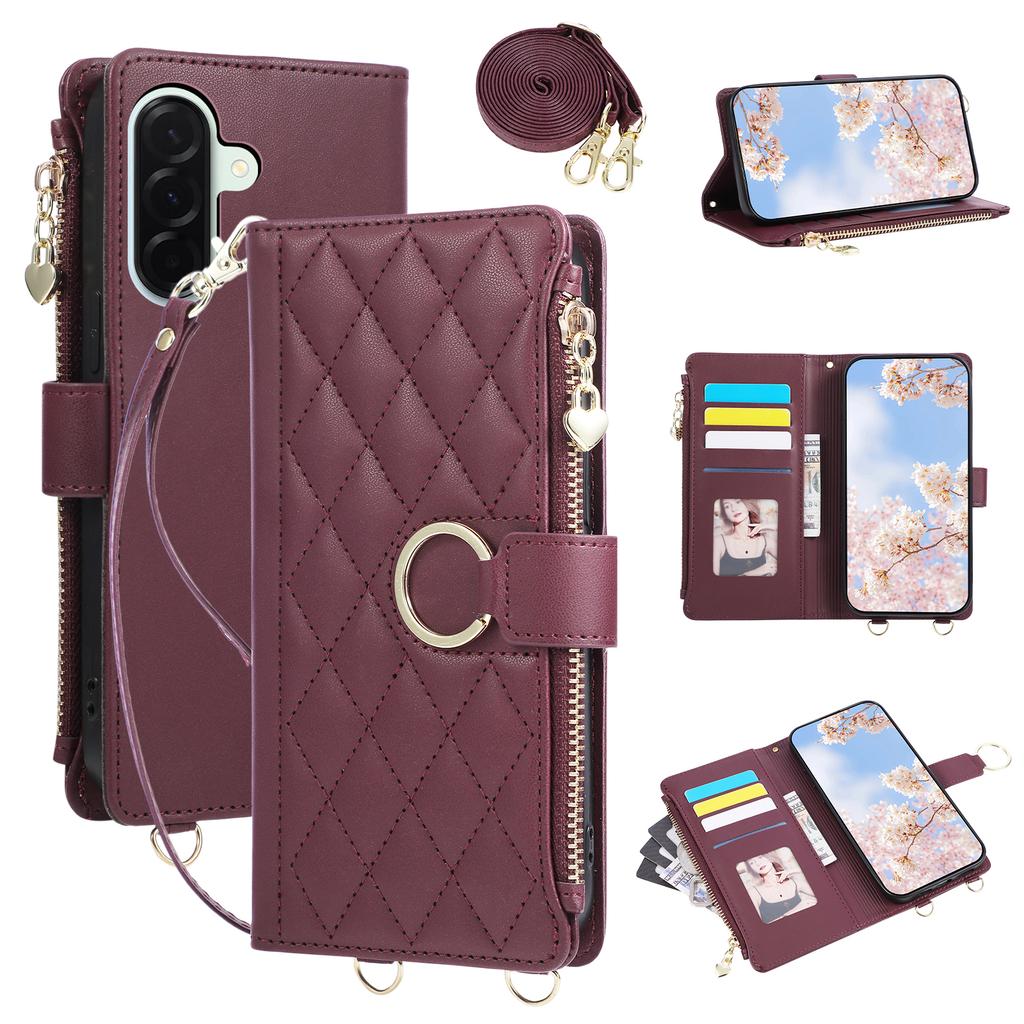 Flip Leather Crossbody Wallet Phone Case for Samsung Galaxy A57 A37 A07 A17 A16 A36 A56 A26 A06 A55 A35 A05 A05S A54 A34 Cover