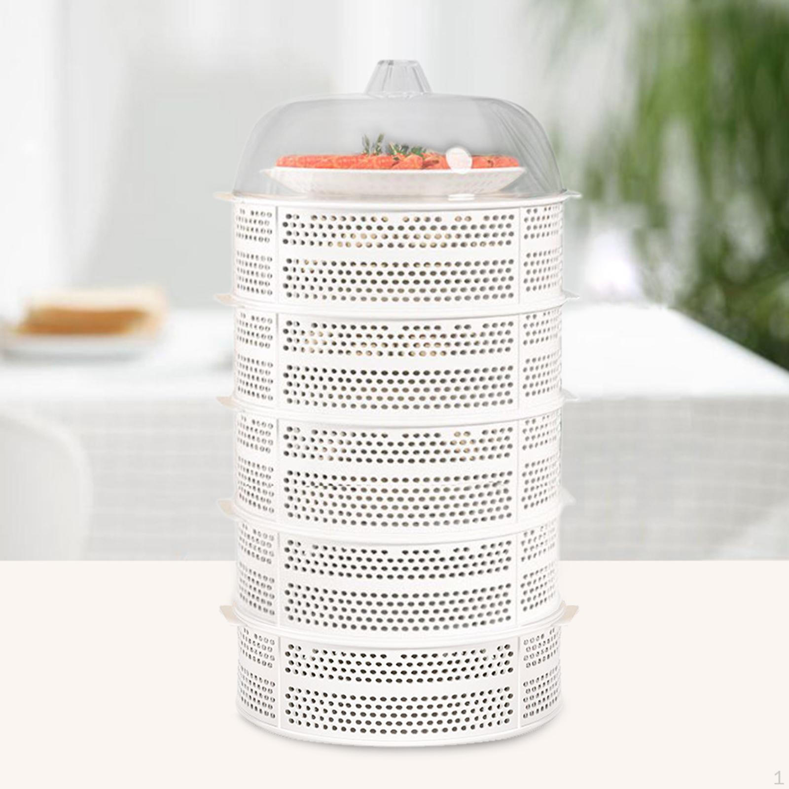 

Многослойная крышка для еды, подставка для тарелки с фруктами, штабелируемый органайзер для посуды, ящик для хранения овощей для 6 Layer White