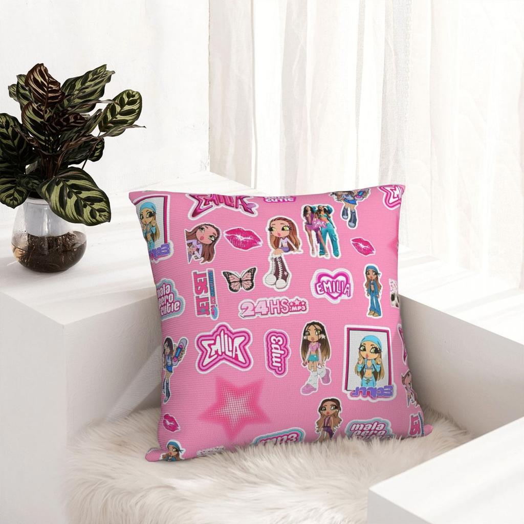 Emilia Mernes MP3 Kissenbezug Doppelseitiger Druck Polyester Kissenbezug Dekor Kissenbezug für Sofakissen Zuhause Quadratisch 45*45cm