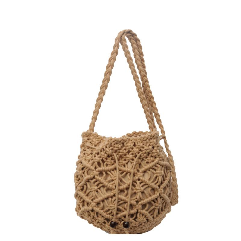 

Handwoven bags for women 2025 new fashion and popular niche super fire shoulder bag vacation messenger bucket bag хакі