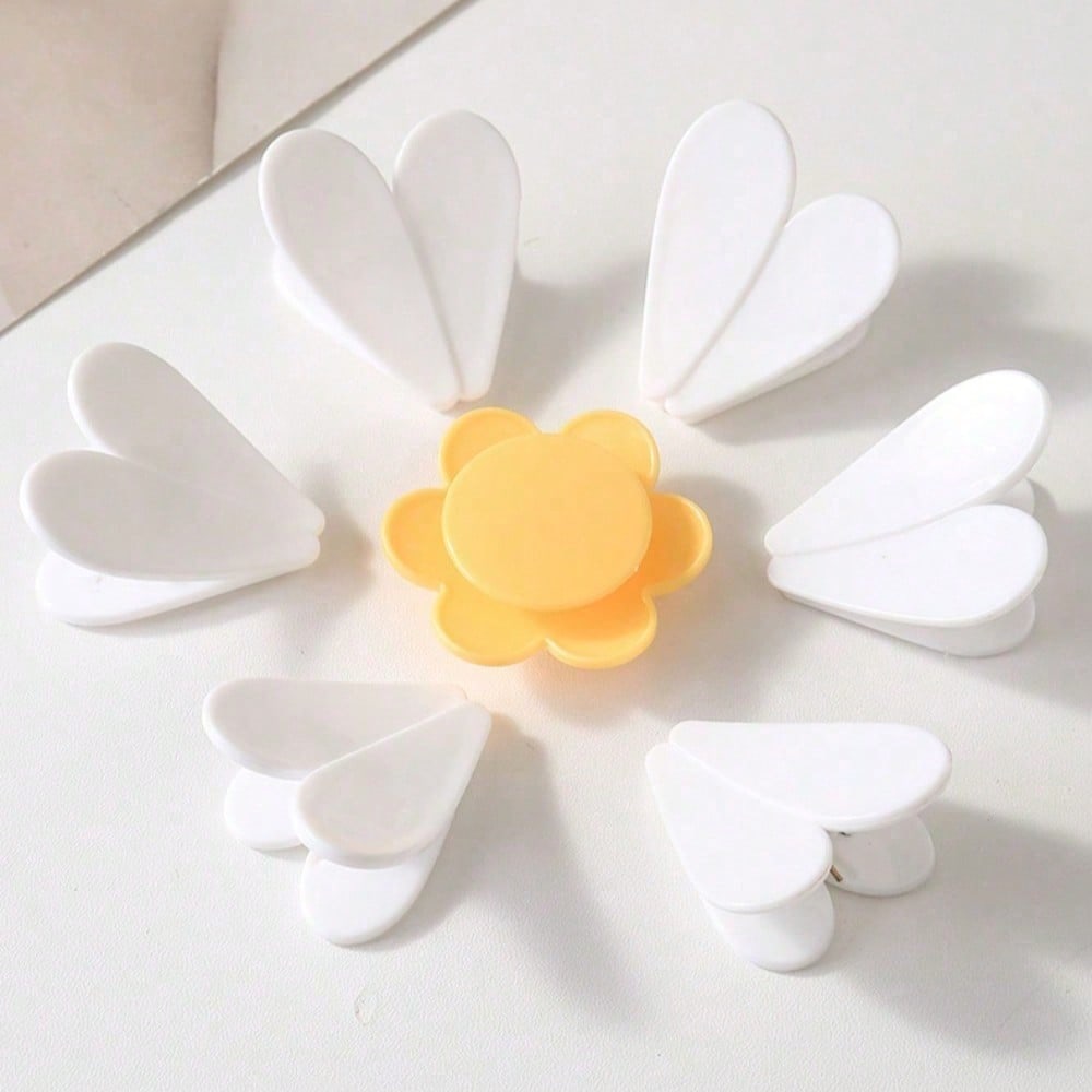 Set Of 6 Daisy Petal Snack Seal Clips - Cute 3D Magnetic Closure Clips Shaped Like Little Daisies, Perfect For Sealing Chips, Pet