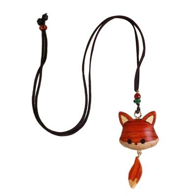 Sustainable User Friendly Timber Foxes Figure Pendant Charm for Decorative Purposes Key Holder Necklace Accent Gift