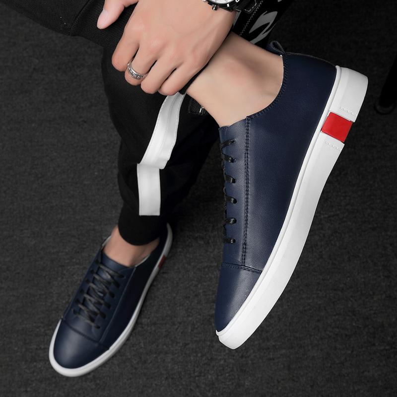 Fashion Men's Shoes Genuine Leather Lace Up Casual Shoes Italian Fashion Designer Skateboard Shoes Comfy Soft Soles Outdoor Sports Shoes