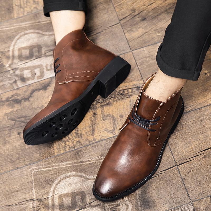 Men Blue Ankle Boots Motorcycle Casual Brown Boots Dress Formal Black Leather Tuxedo Wedding Derby Boots
