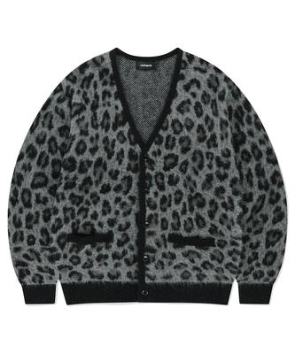 Mahagrid Leopard Hairy Knit Cardigan Charcoal(Mg2Efmk692A)