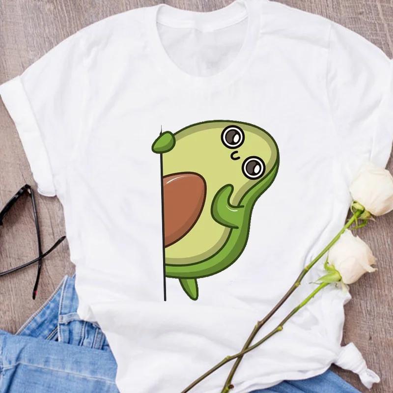 Women Graphic Avocado Cat Printing Cartoon Fruit Clothes Floral Lady Clothing Female Tees Print Tops T Shirt Womens T-Shirt