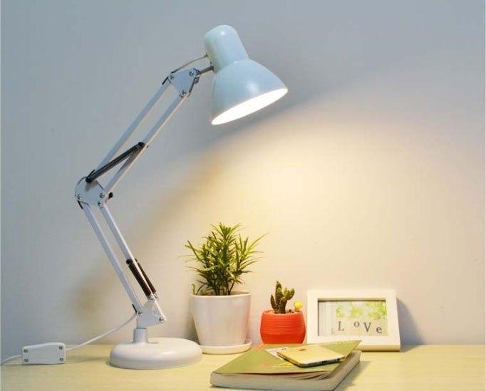 Tobi E27 White Drafting Desk Lamp With Tabletop Holder