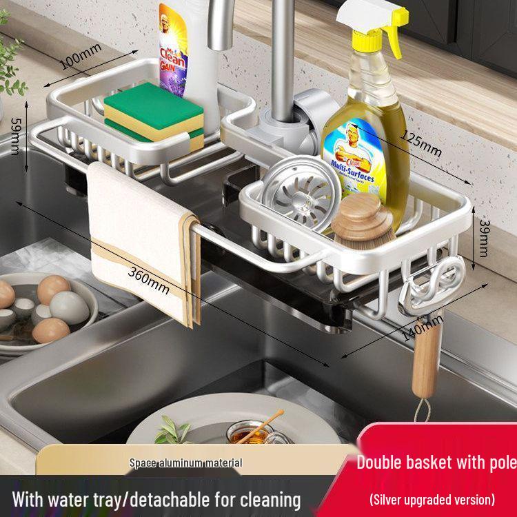 Universal Above-Faucet Dish & Storage Rack with Steel Wool Holder