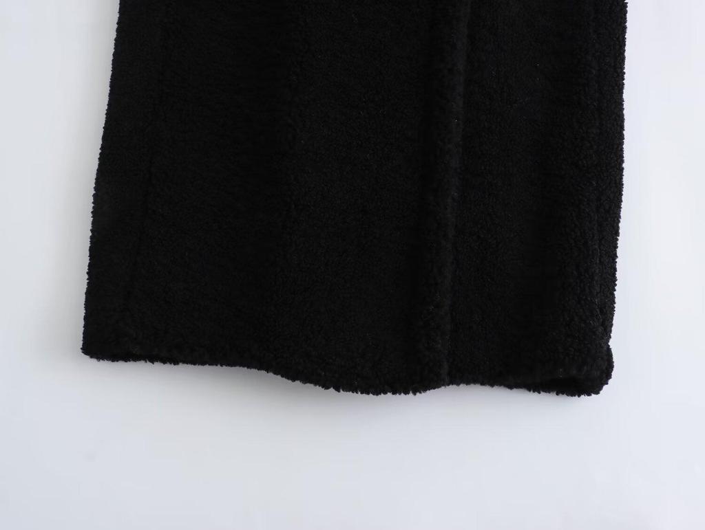 2024 Herbst/Winter Damen Europäisch-Amerikanischer Stil Vielseitiger Lammwolle Revers Fleece Langer Mantel