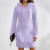 2025 Autumn/Winter Knit Hooded Ribbed Pocket Long Sleeve Dress for Women