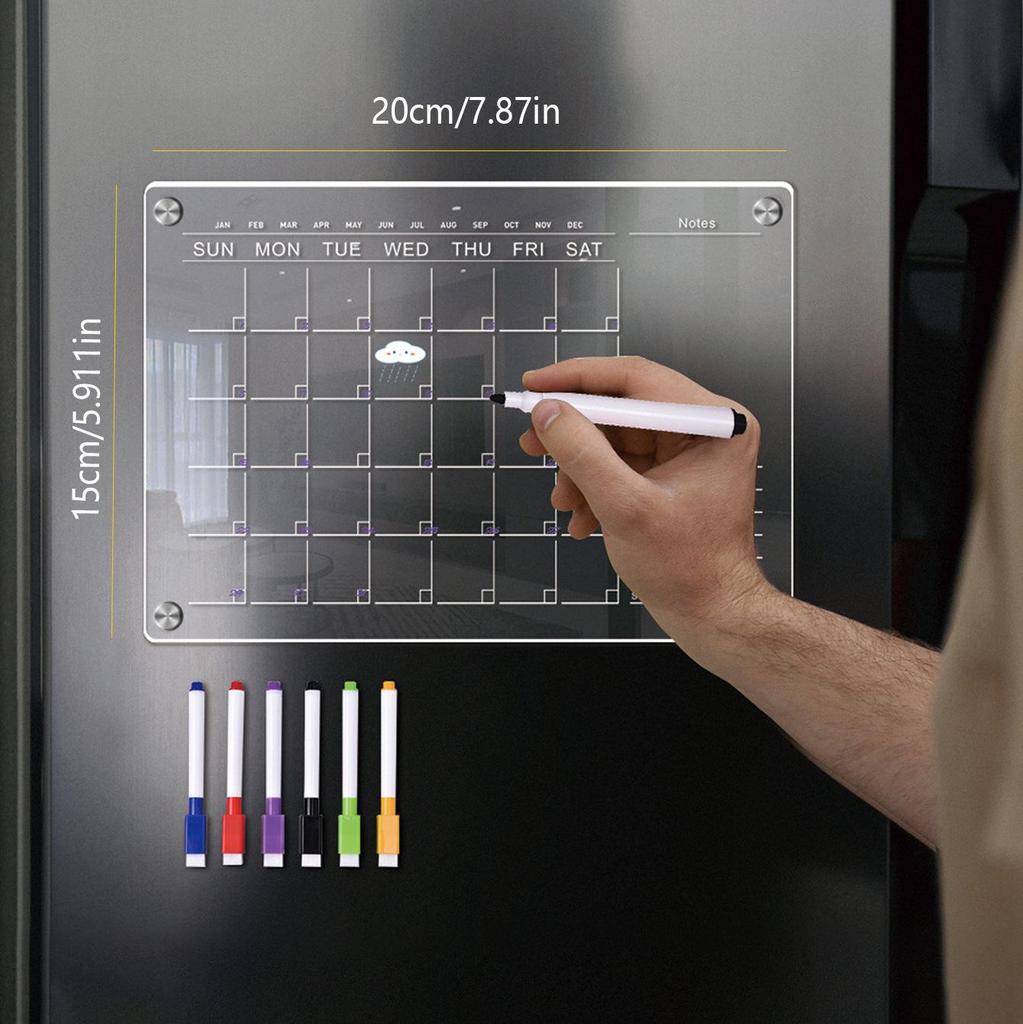 2mm Magnetic Acrylic Dry-Erase Board: Weekly Planner & Daily Calendar Refrigerator Magnet