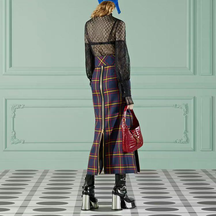 GUCCI FW22 Casual Long Skirt Women's Blue 711750-ZAKFU-1149