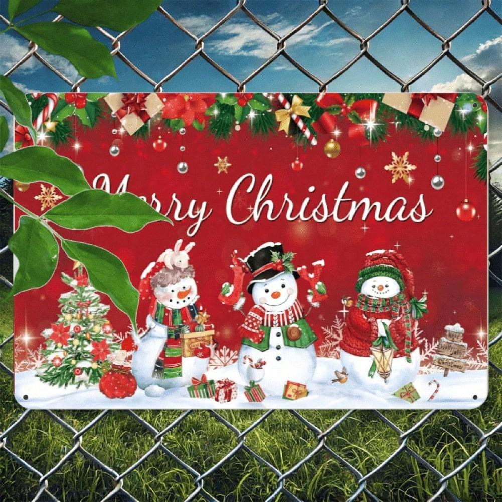 Vintage Christmas Snowman Metal Tin Sign Wall Art Decor For Home Bar Garden