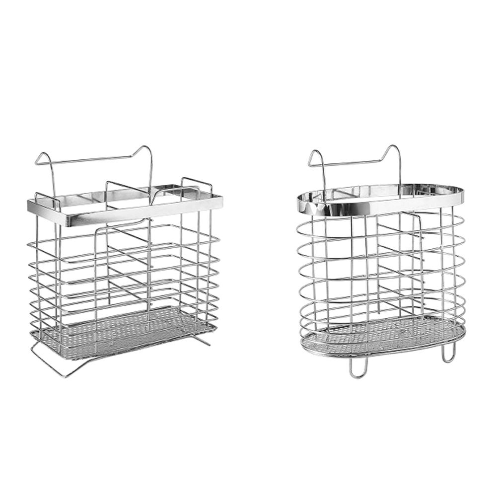 Stainless steel chopstick holder with built in draining system for kitchen use and space saving cutlery storage