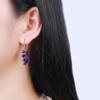New Chinese Grape-shaped Purple Glass Beads Fringed Ear Hooks Fashionable Versatile Temperament Earrings Niche Simple Earrings Women
