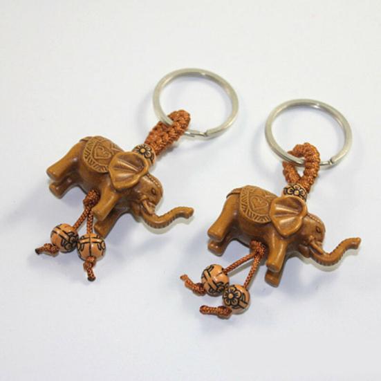 Lucky Elephant Resin Pendant Keychain Car Key Ring Holder Bag Purse Decor Gift