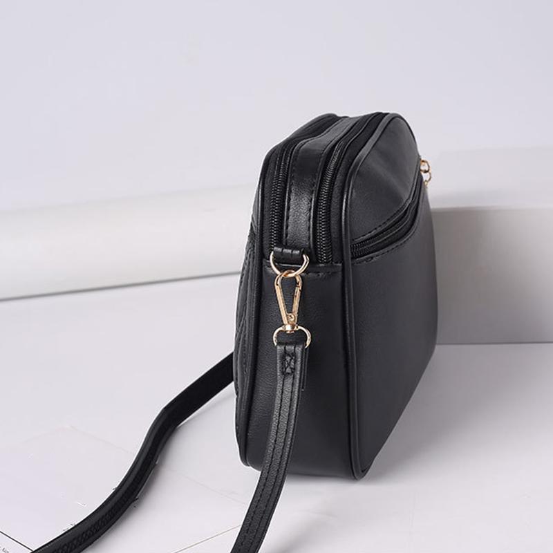 Large Capacity Three Zipper Crossbody Bag New Fashionable and Simple Diamond Shaped Wave Embroidered Monochrome Camera Bag