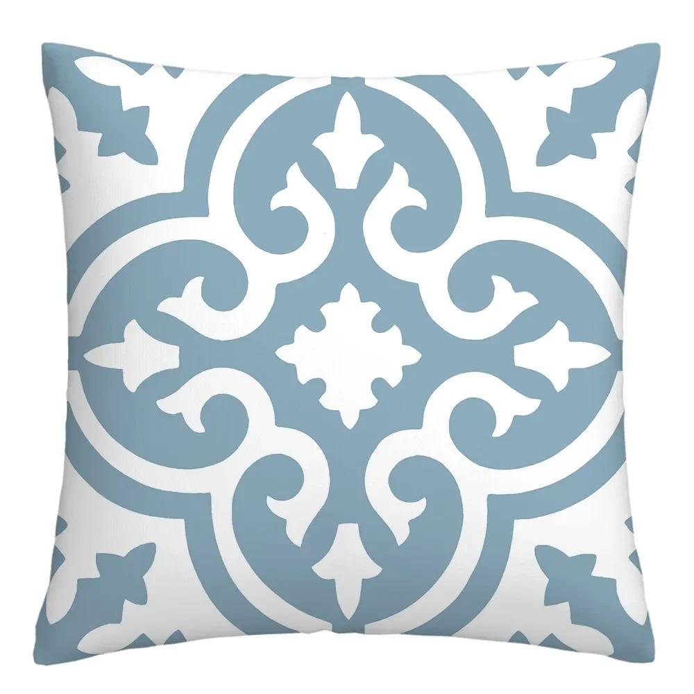 Blue and White Geometric Diamond Pillowcase Office Living Room Home Pillowcase Car Ornaments
