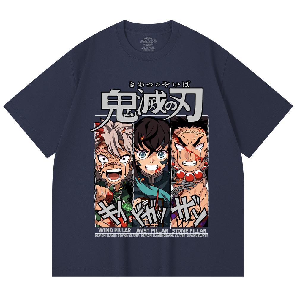230 Gsm 100% Cotton Demon Slayer V60 Pillars Print Unisex Heavy Cotton T Shirt