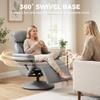 Upholstered Reclining Armchair, Manual Recliner Chair with Footrest and Adjustable Backrest, Grey