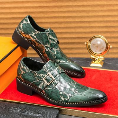 Neue Herren Modische Formelle Schuhe PU Schwarz Grün Seitliche Schnalle Lässige Business Loafers Designer Friseurschuhe Größe 38-46 Herrenschuhe