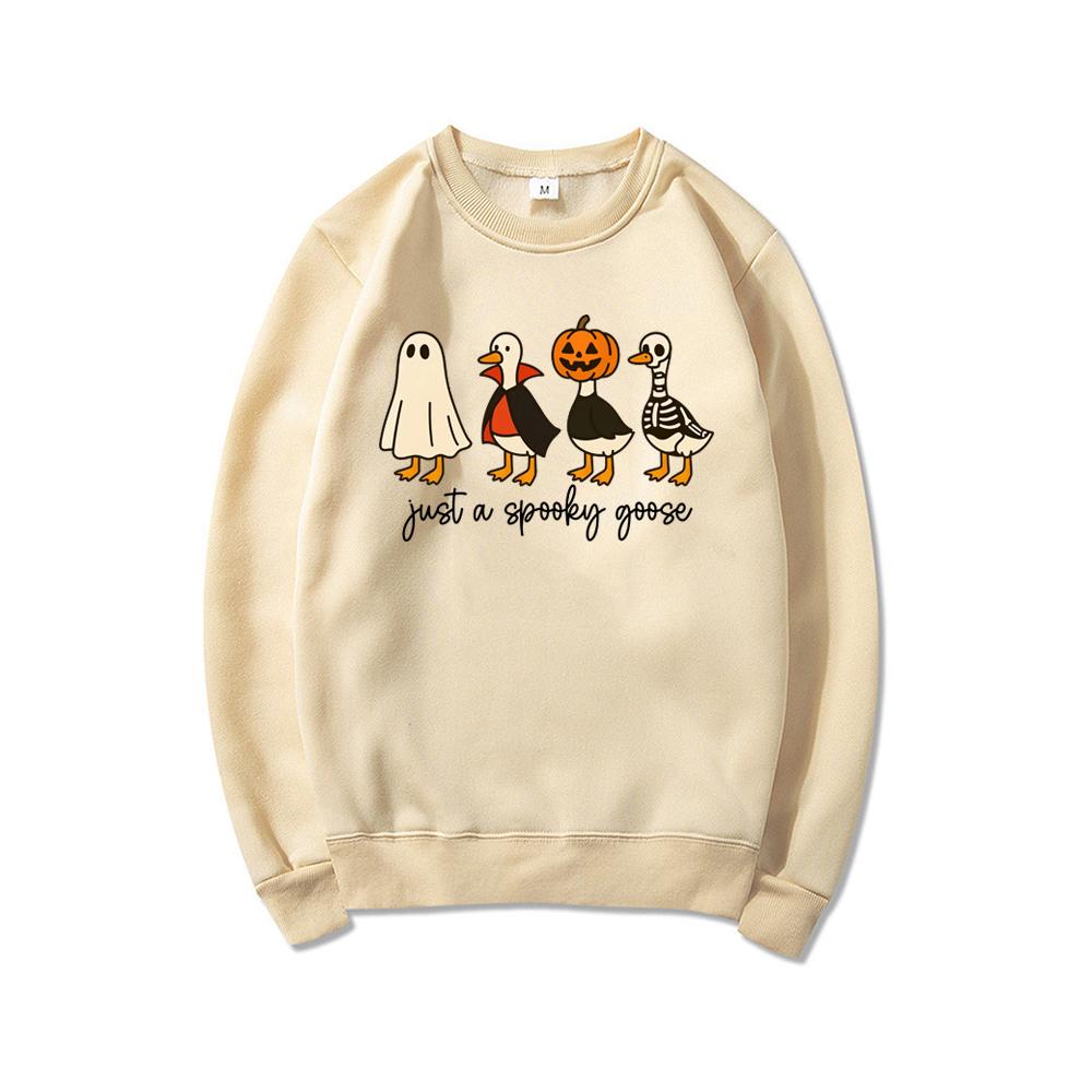 Bara En Spöklik Gås Halloween Tröja Rolig Halloween Gås Huvtröja Långärmad Unisex Tröjor Söt Skräck Grafiska Huvtröjor