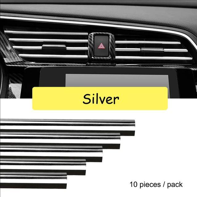 10 PCS Car Air Conditioner Outlet Decorative Soft Strip Accessories Auto Interior Grille Decorative Strip Universal U-shaped