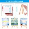 10/20pcs 4x4 Inch Mini Stretch Canvas with Wooden Easel Set Art Primed Canvases for Painting Acrylic Pouring Oil Paint & Wet Art