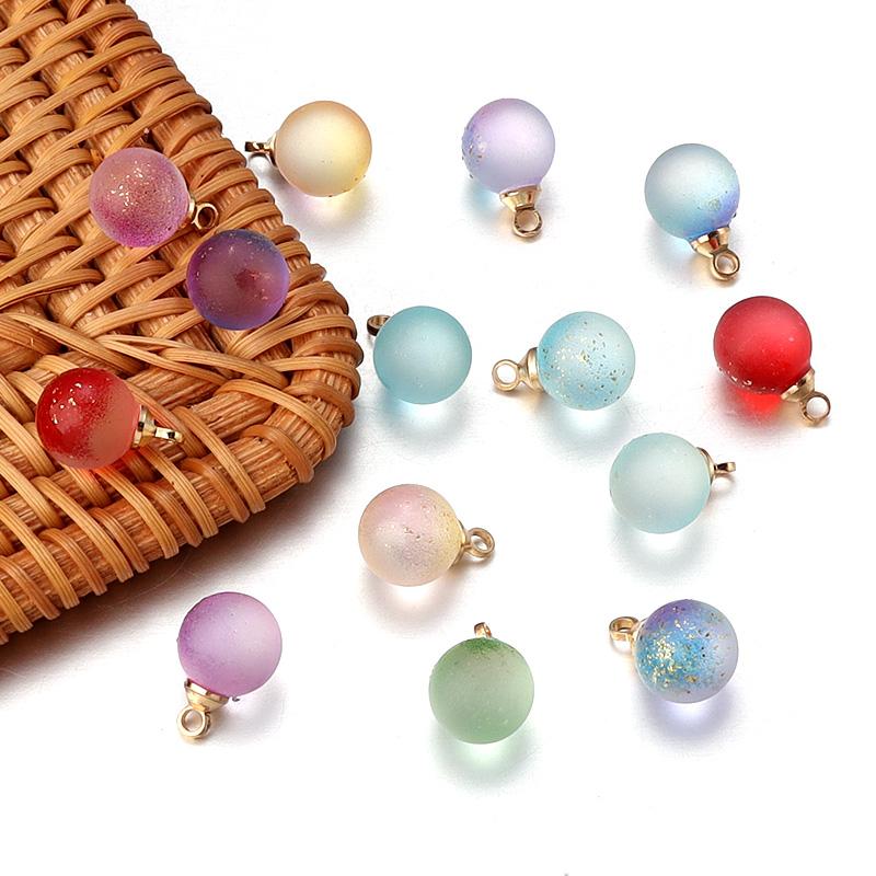 30Pcs Gradient Color Lampwork Beads Charms 8mm Round Glass Beads Pendant for DIY Necklace Earrings Jewelry Making Accessories