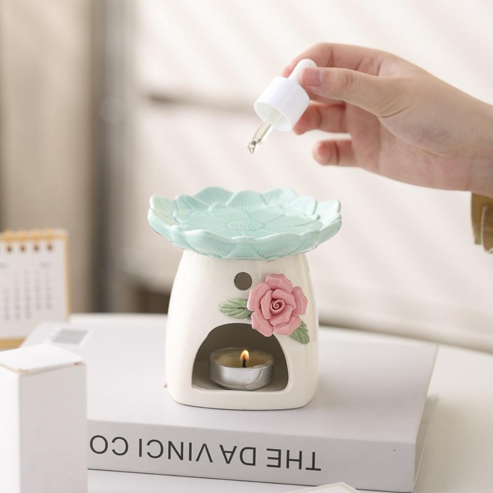

Ceramic Candle Stove Eco-Friendly Essential Oil Diffuser Home Office Relaxation зелений