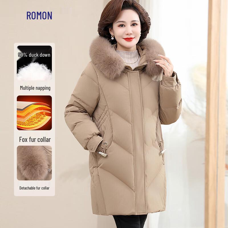 

Romon Women s Fox Fur Hooded 90% Duck Down Winter Coat 2XL