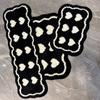 Black White Heart Pattern Bath Mat Absorbent Non-Slip Kitchen Bathroom Rug Soft Fluffy Shower Floor Mat Home Bathroom Decor Gift