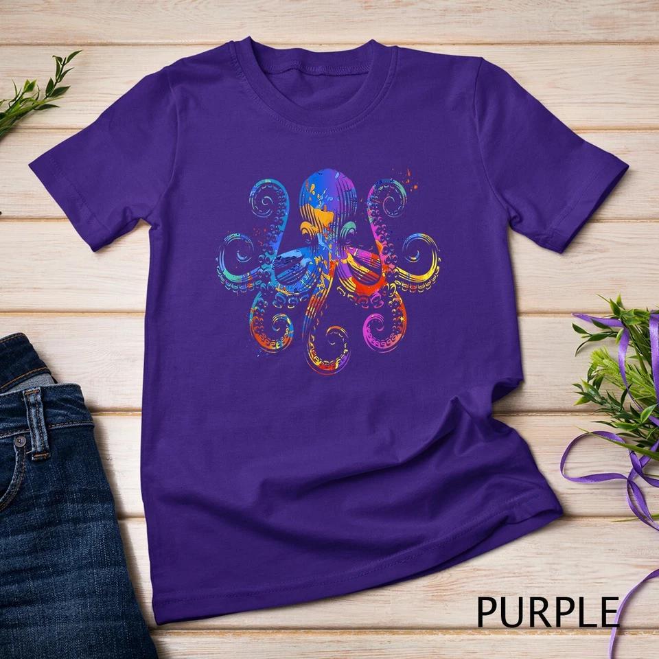 Octopus Graphic - Colorful Ocean Octopus Design Unisex T-shirt 5 2XL