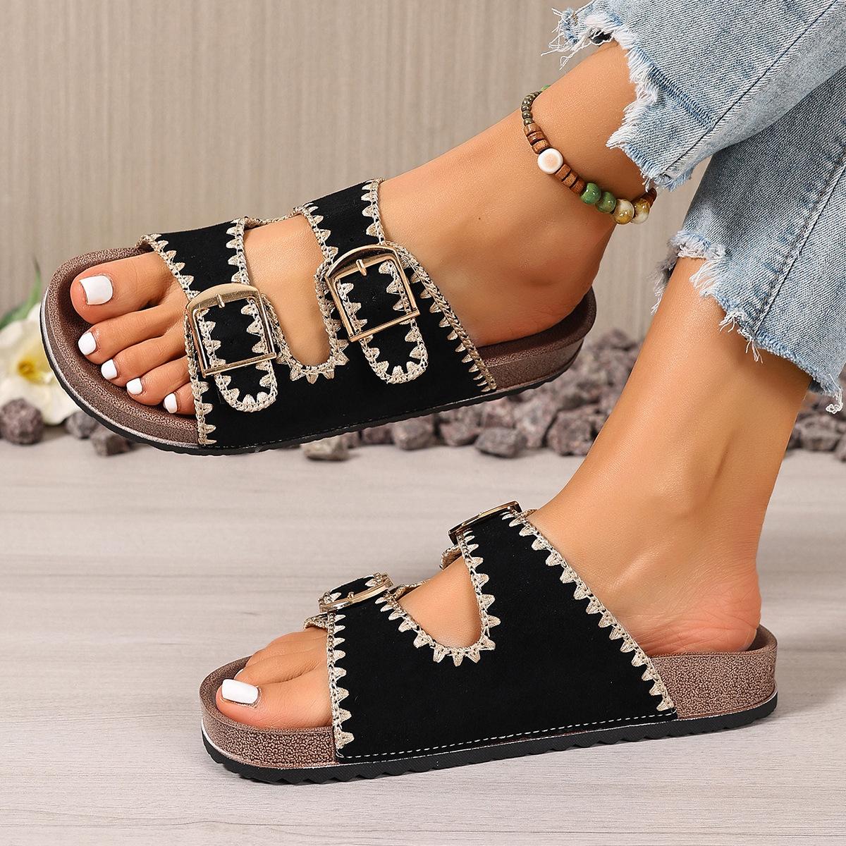 

New Style Shoes - Thick-soled Flip-flops for Women, Flat-bottomed Beach Sandals 42 чорний