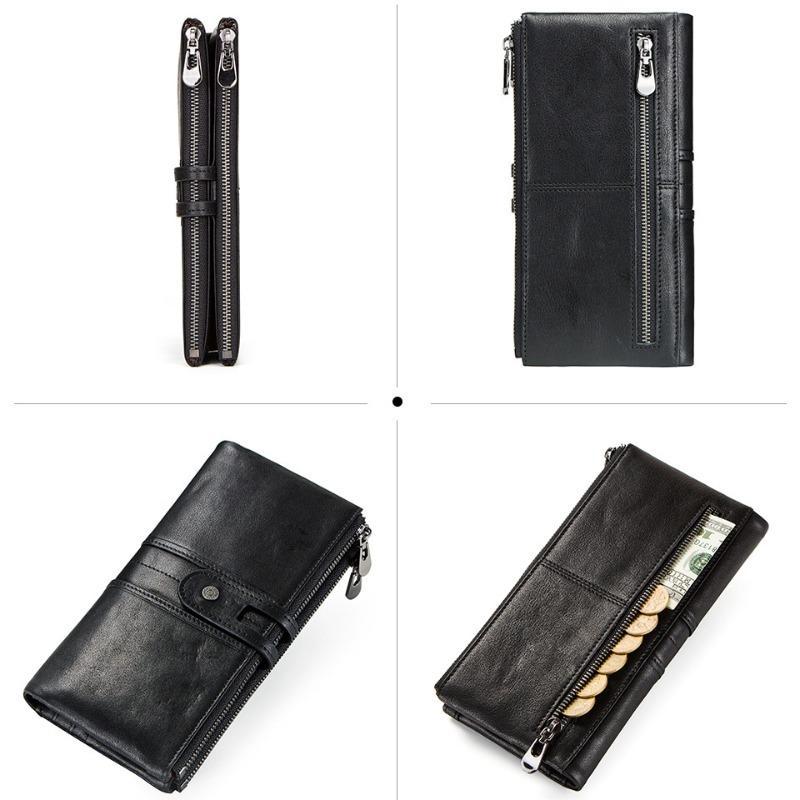 Portofele lungi de lux din piele naturală pentru femeie vintage din piele naturală pentru femeie cu fermoar cu fermoar portmoneu Suport carduri pochette geantă de bani pentru cadou de ziua femeii