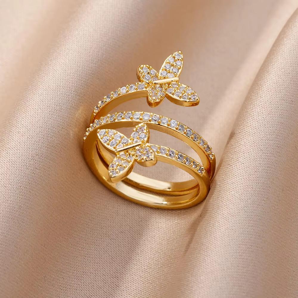 Fashionable Flower Ring, Copper Inlaid with Zircon and Full Diamond Ring, Ladies' Temperament Exquisite Jewelry