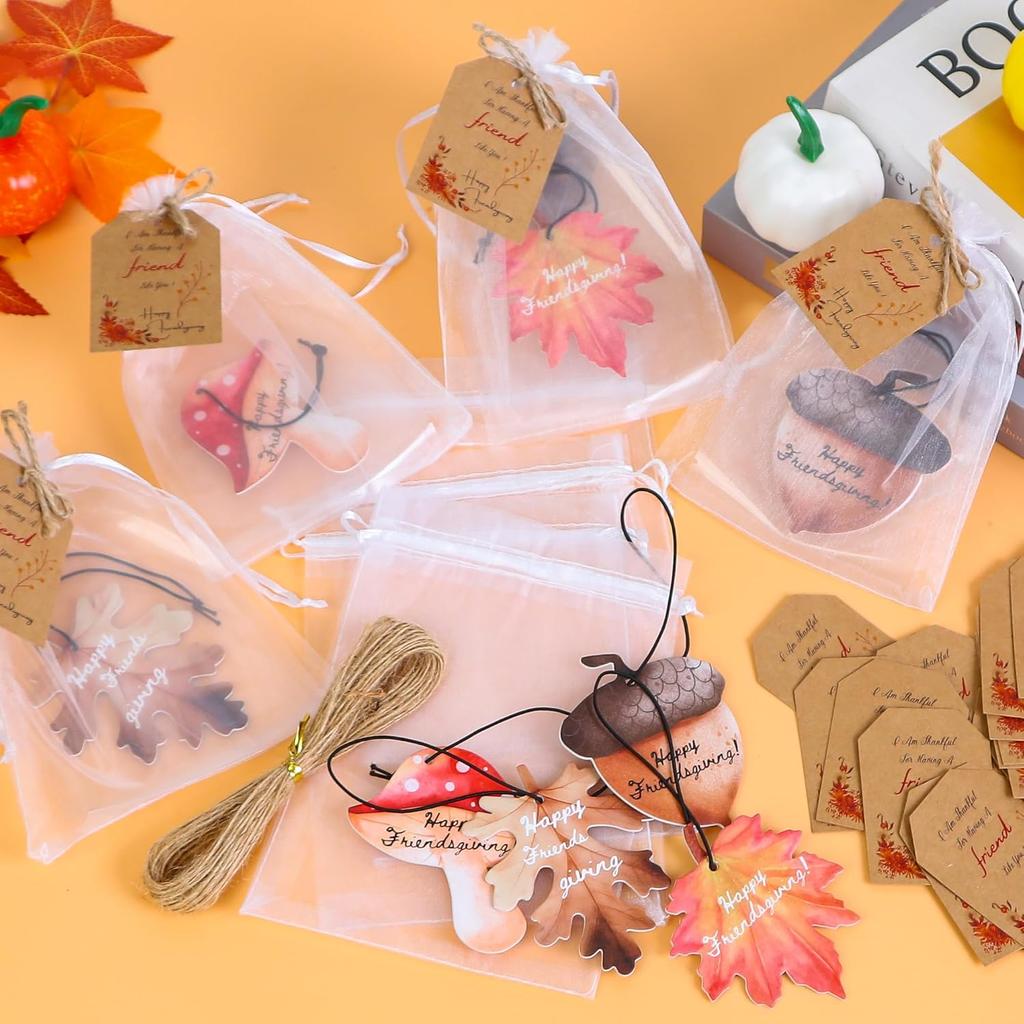 Fall Car Air Fresheners, 20 Set Friendsgiving Party Favors With Thank You Cards, Fall Hanging Ornaments Thanksgiving Party Supplies Gifts For Guests