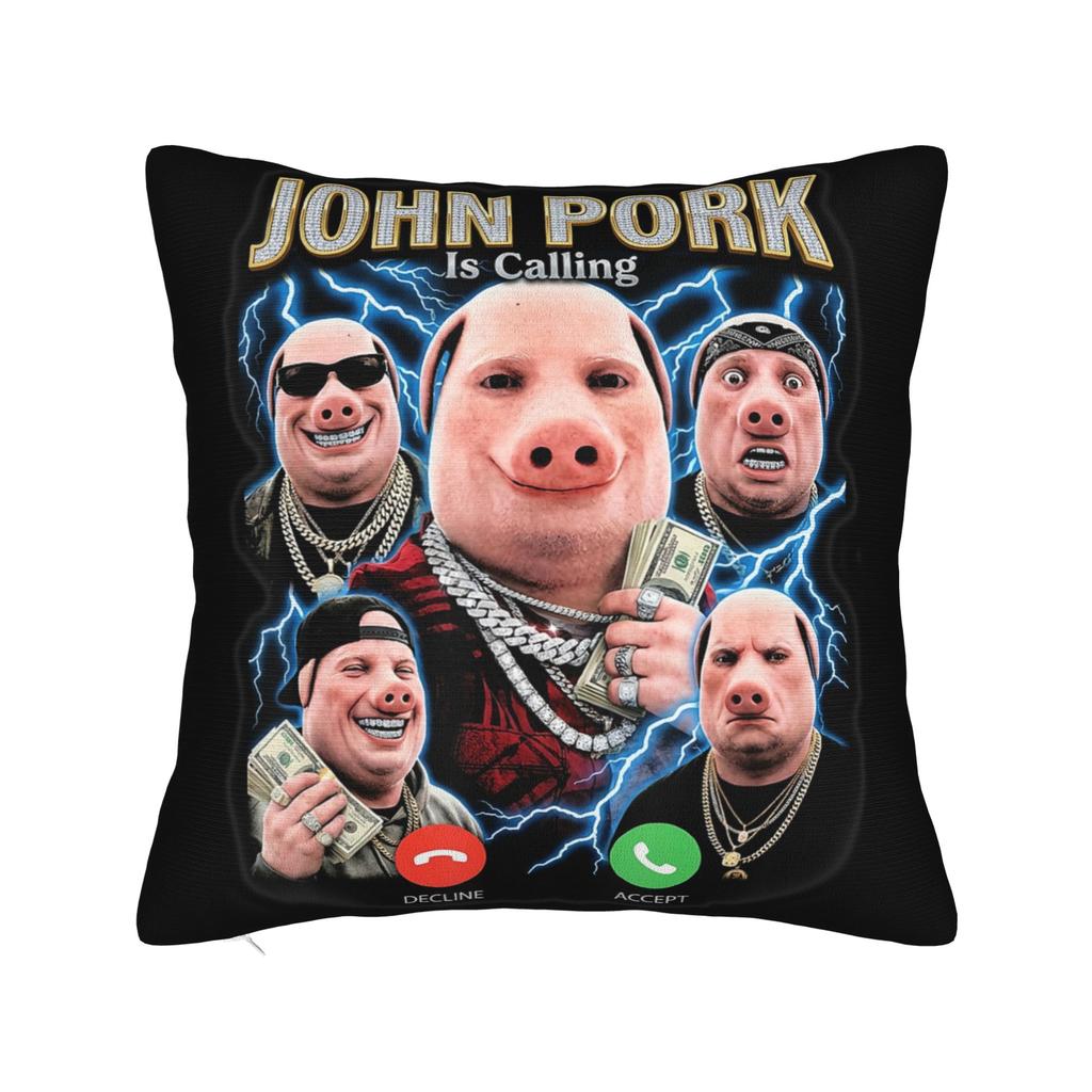 John Pork Halloween Brainrot Meme Pillowcases Kawaii Pillow Case For Sofa Car Home Decor Soft Pillow Cover