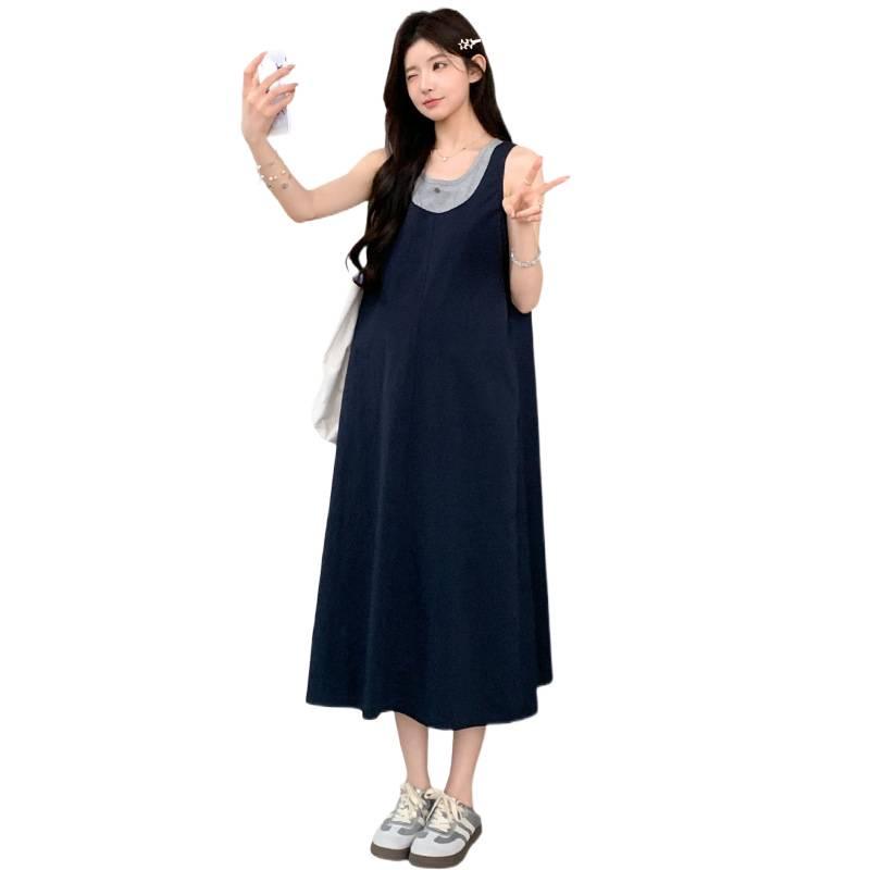 2026 Summer Sweet Maternity Sleeveless High-Waisted Vest Dress - Trendy Age-Reducing, Two-Piece Look