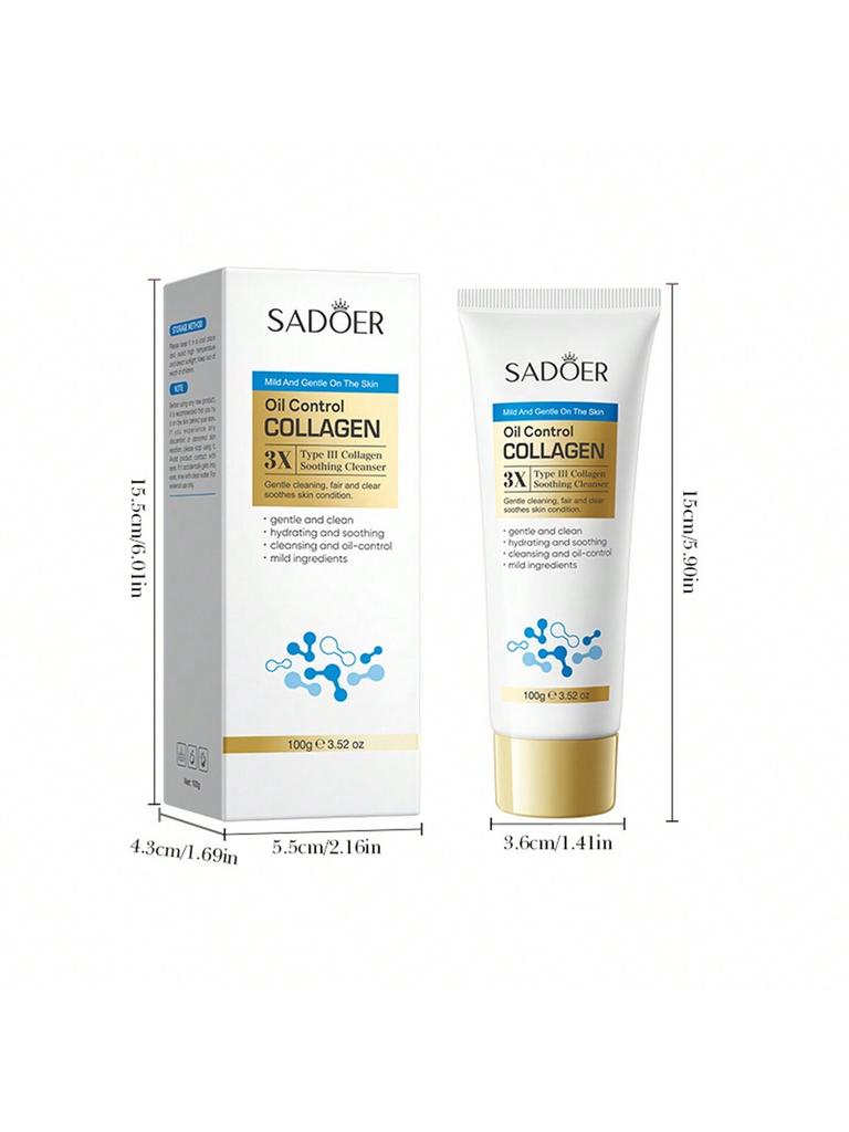 1PC Type III Collagen Oil Control Soothing Cleansing Milk Cleansing Facial Cleanser