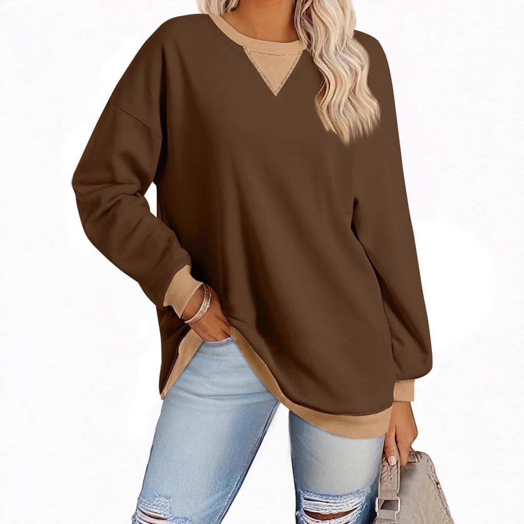 2025 Spring European American Style Color Block Long Sleeve Pullover Hoodie with Embroidered Collar