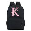 Back To School Rucksacks Trend Graphic Flower Alphabet Harajuku Style Trend Open-air Journey Knapsack Zip Laptop Bagpack