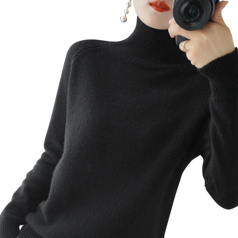 

1PC ворсовый воротник длинный рукав джемпер тонкий женский шерстяной вязаный свитер водолазка кашемировый пуловер L
