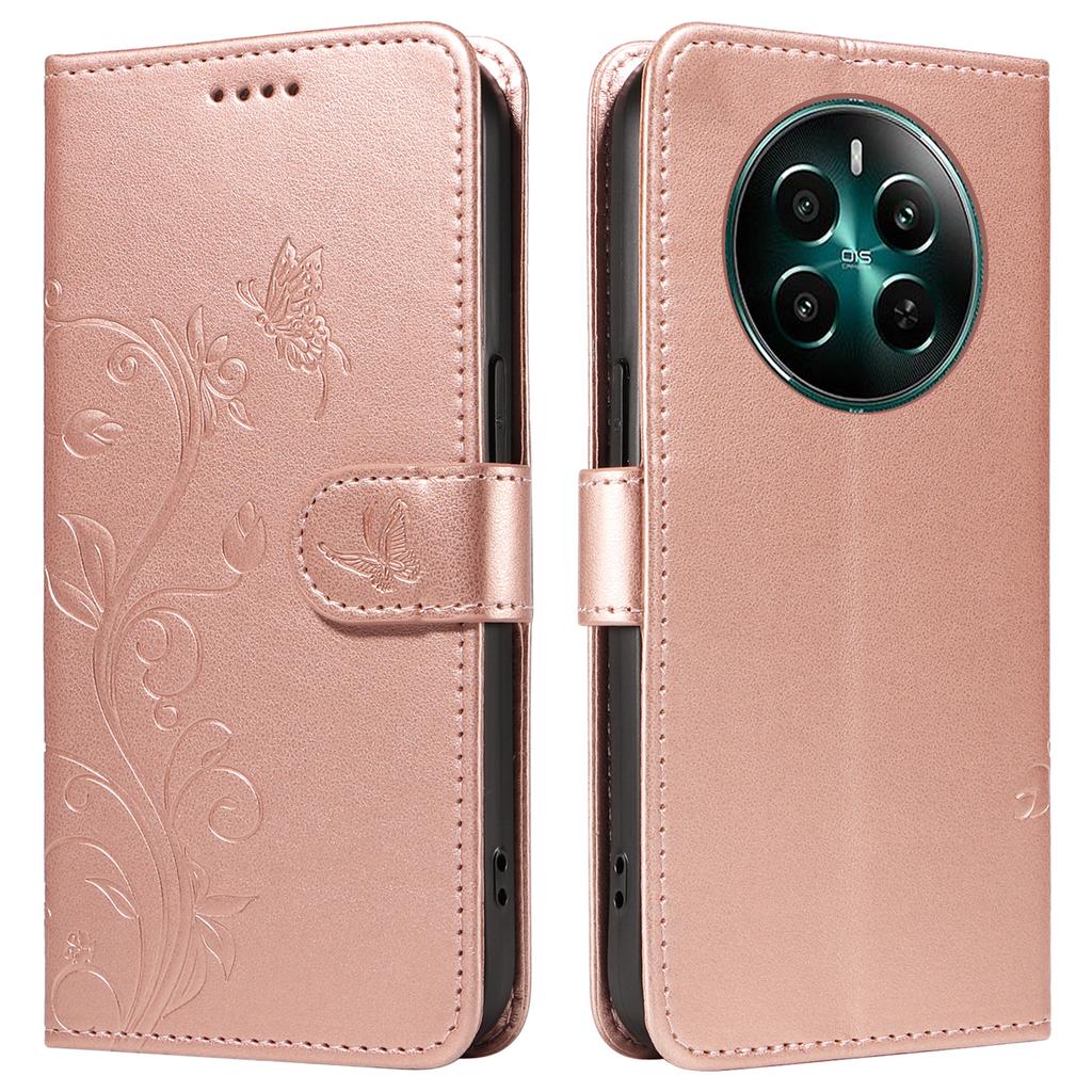 For Realme Narzo 70 5G/Narzo 70 Pro 5G/P1 5G/12 4G/12+ 5G PU Leather Cases Flower Pattern Wallet Stand Phone Cover with Strap
