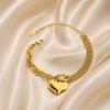 Women Bracelet, Adjustable Extended Tail Chain Bracelet, Double-Layered Cuban Bracelet with Heart Charm for Jewelry Gift